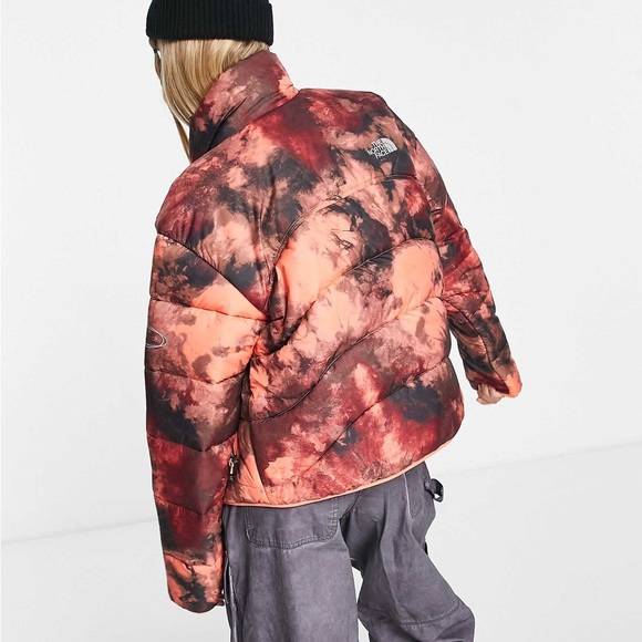 New $210 THE NORTH FACE 2000 Puffer Jacket Parka Coat in coral ice dye print - Picture 3 of 11